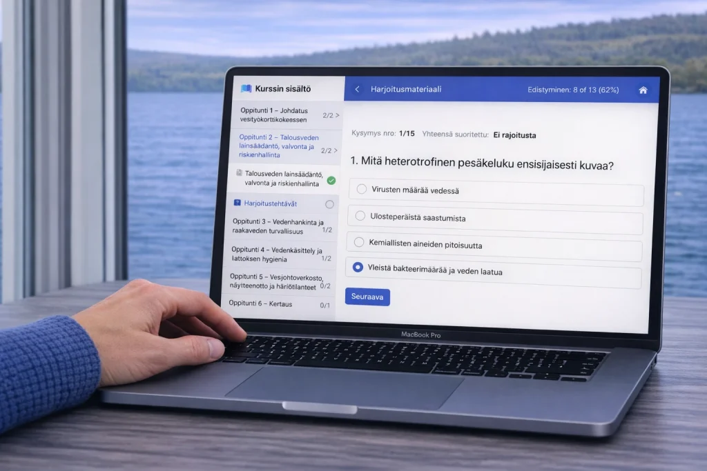 Harjoittele vesityökorttitestiin verkossa | Vesikortti